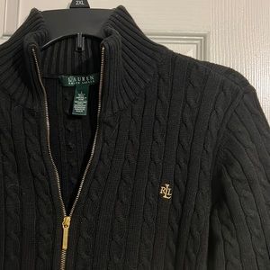 Ralph Lauren Black Zip CableKnit Sweater